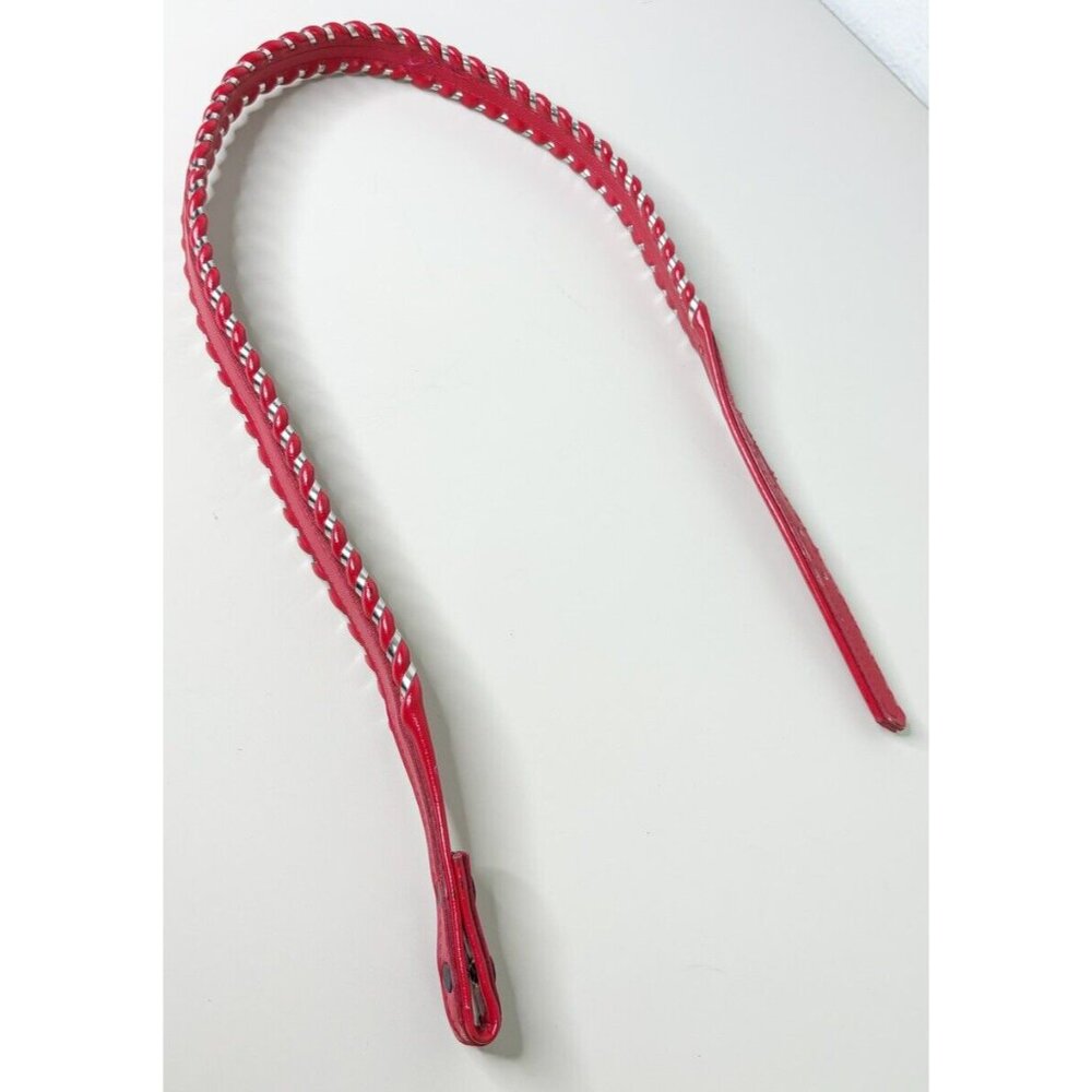 Fisher Sz 32 Red Silver Rolled Edge Belt Leather Western USA-Buckle Ready-EUC